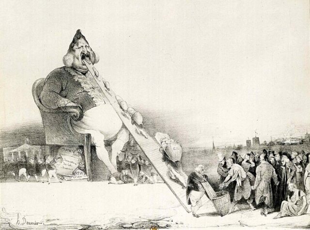 Honoré Daumier, Gargantua, aus "La Caricature", 16.12.1831, Kreidelithografie, 21,5 x 30,5 cm