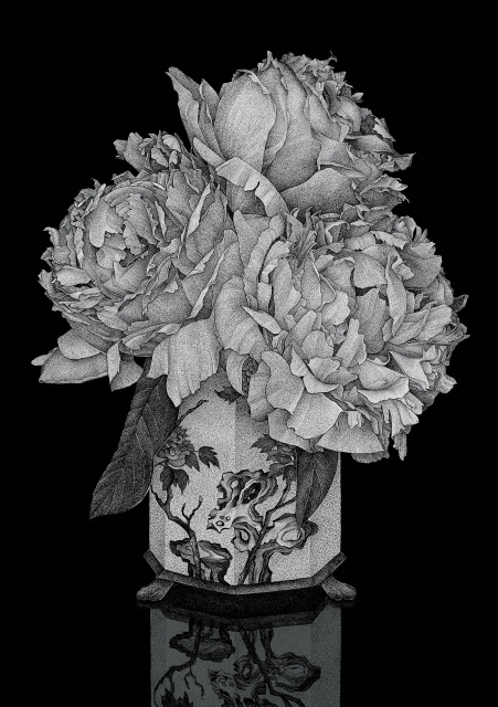 Thilo Westermann, Vanitas (Paeonia lactiflora) 2, 2014, Unikatdruck, Diasec, 126 x 85 cm,