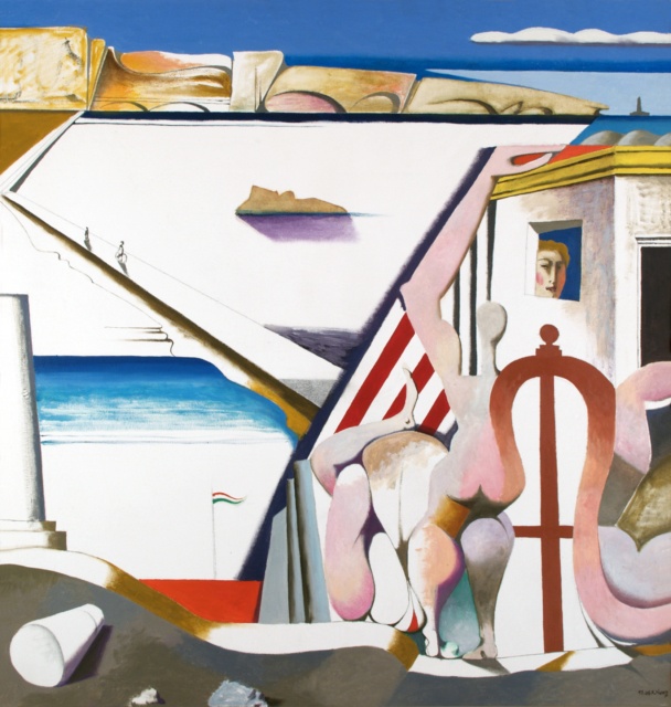 Karl Kunz, Am Meer, 1968, Öl auf Hartfaser, 136 x 132 cm