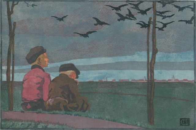 Martha Cunz, Feierabend, 1906, Farbholzschnitt