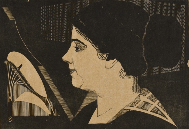 Samuel Jessurun de Mesquita, Porträt von Jacqueline Gomperts, um 1921, Holzschnitt