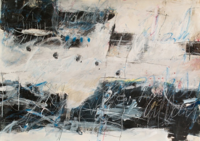 Monika Petri, Wintergeschichte, 2018, Mischtechnik auf Papier, 50 x 70 cm