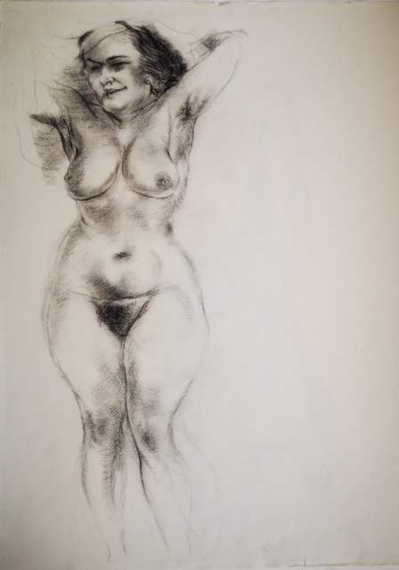 George Grosz, Standing Female Nude (Eva), 1945, Kohle, 633 x 482 mm,