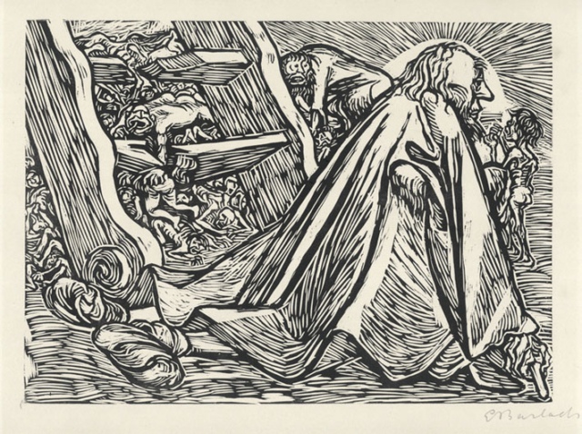 Ernst Barlach, Der göttliche Bettler, 1922, Holzschnitt auf Japan, 257 x 357 mm,