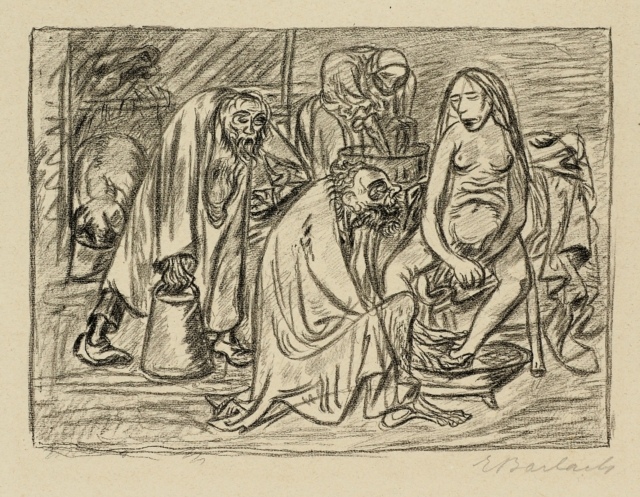 Ernst Barlach, Die Erhalterin der Familie, um 1930, Lithographie, 269 x 370 mm,