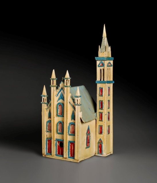 Aldobrando Piacenza, Ohne Titel (Birdhouse cathedral campanile), 1960er Jahre, Holz, Metall und Farbe, ca. 81 x 46 x 41 cm,