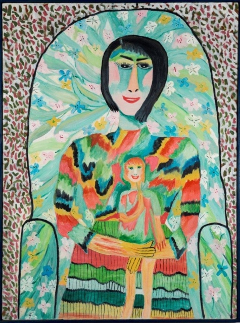 Pauline Simon, Ohne Titel (Woman and Child), 1965, Acryl auf Leinwand, 80 x 60 cm,