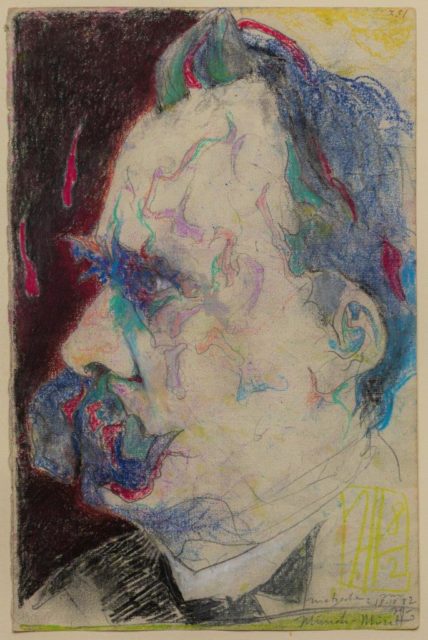 Horst Janssen, o.T. (Portrait Nietzsche), 1982, Pastellkreide auf Papier, 36,6 x 24,2 cm,