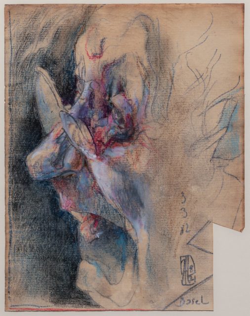 Horst Janssen, o.T. (Selbstportrait), 1982, Bleistift, Pastellkreide auf Papier, 24,7 x 19,2 cm,