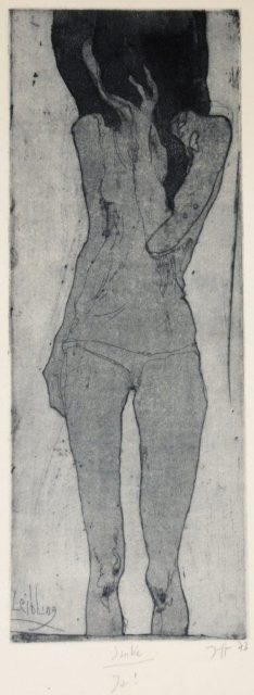 Horst Janssen, o.T. (Akt), 1973, Radierung, 38 x 14 cm,
