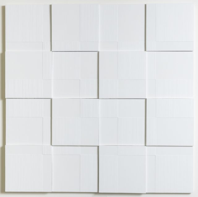 Keiko Sadakane, I-50, 1998, Gesso auf Holz, 100 x 100 cm,