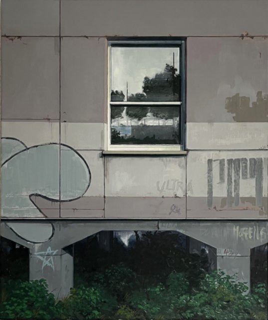 Jan Jansen, Das Haus am Strom, Öl auf Baumwolle, 2021 © VG Bild-Kunst, Bonn 2022