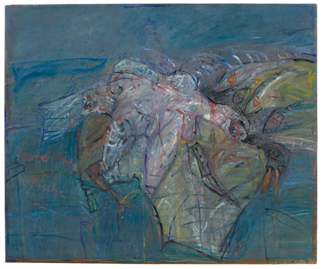 Rudi Tröger, Stillleben (Tote Ente, Fische), 1965/66, Öl auf Leinwand, 54,5 x 65 cm,