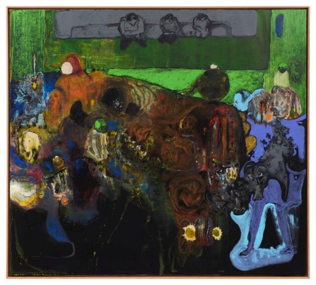 Jorge Queiroz, Lavar a Alma, 2022, Acryl und Öl auf Leinwand, 160 x 180 cm,